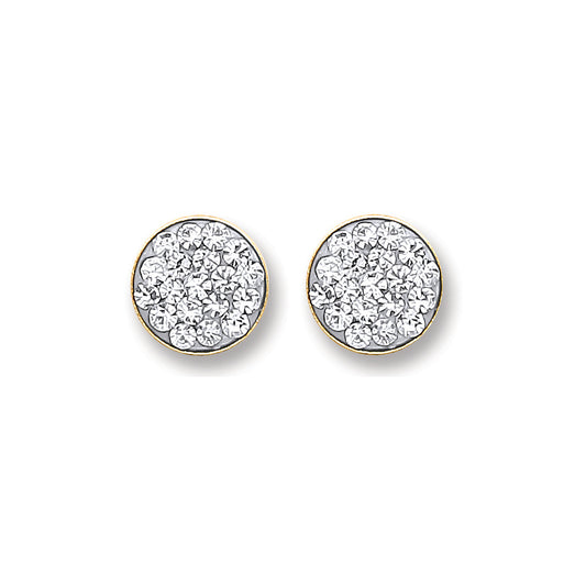 9ct Y/G 6mm Round Crystals Studs