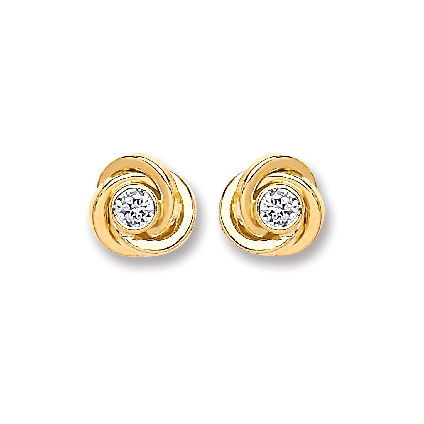 9ct Gold Cz Knot Studs