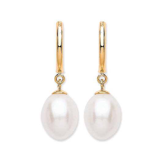 9ct Y/G Freshwater Pearl Drop Studs