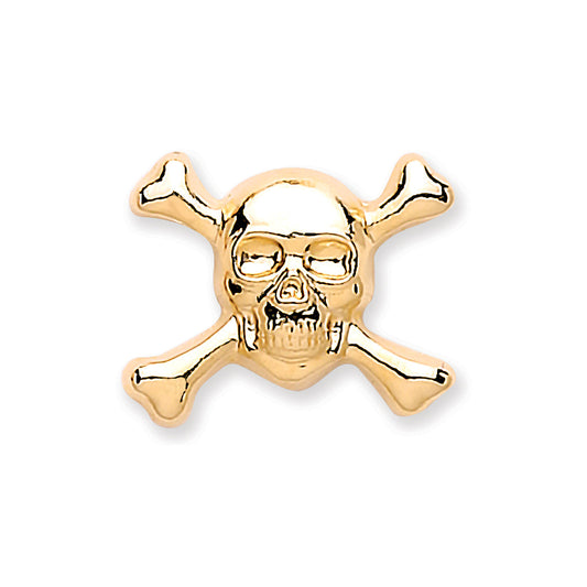 9ct Y/G Skull & Crossbones Single Stud for Men