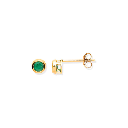 9ct Y/G 3.8mm Emerald Rubover Studs