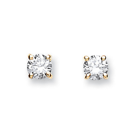 18ct Yellow Gold 0.40ct Claw Set Diamond Stud Earrings