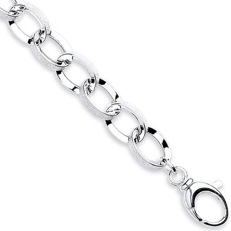 Silver Fancy Oval Link Bracelet
