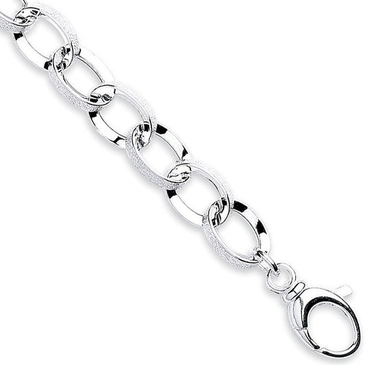 Silver Fancy Oval Link Bracelet