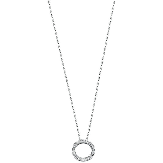 9ct White Gold 0.25ct Diamond Circle Pendant with 18in/45cm Chain