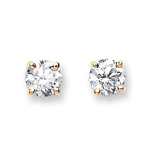 18ct Yellow Gold 1.00ct Claw Set Diamond Stud Earrings