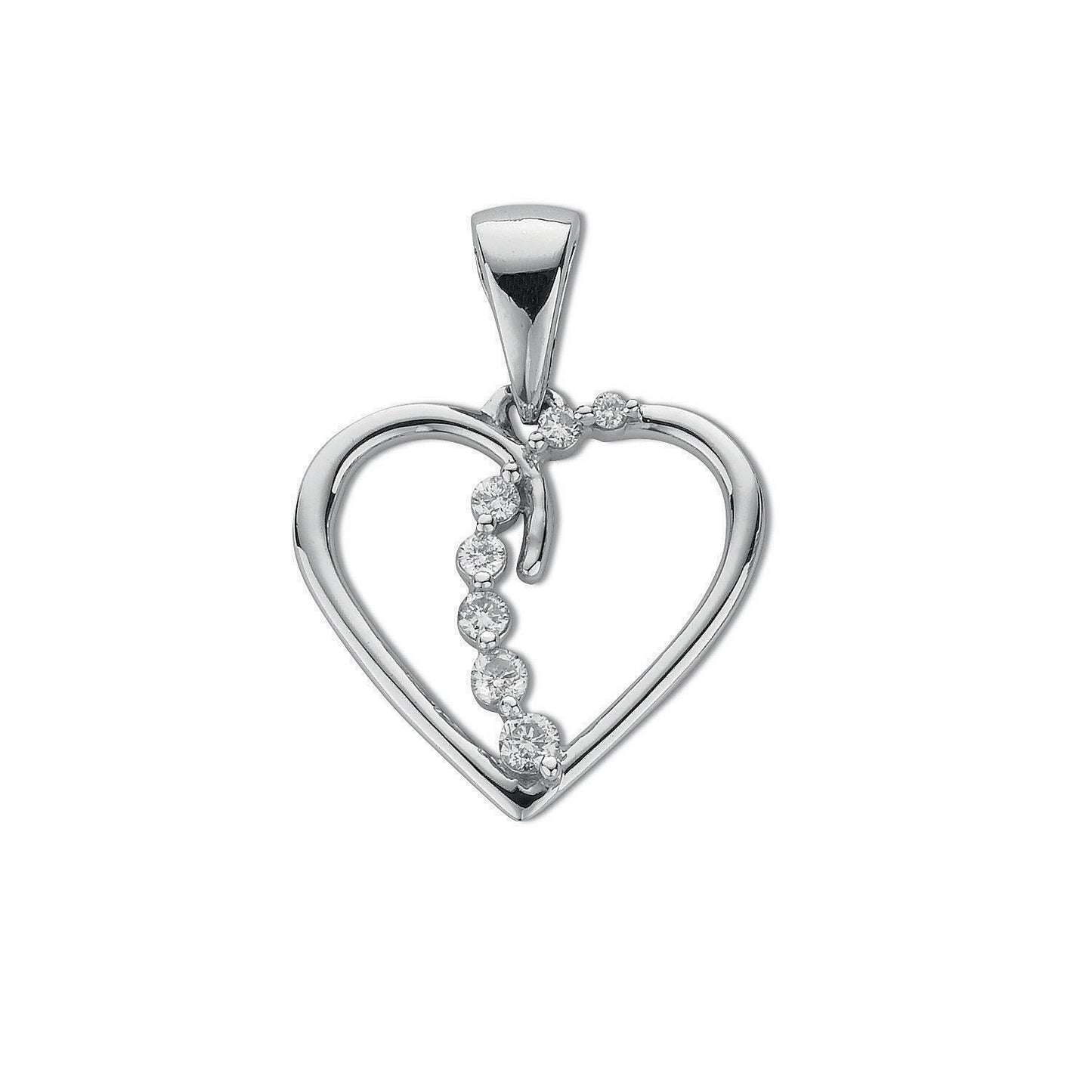 9ct White Gold 0.10ct Diamond Heart Pendant