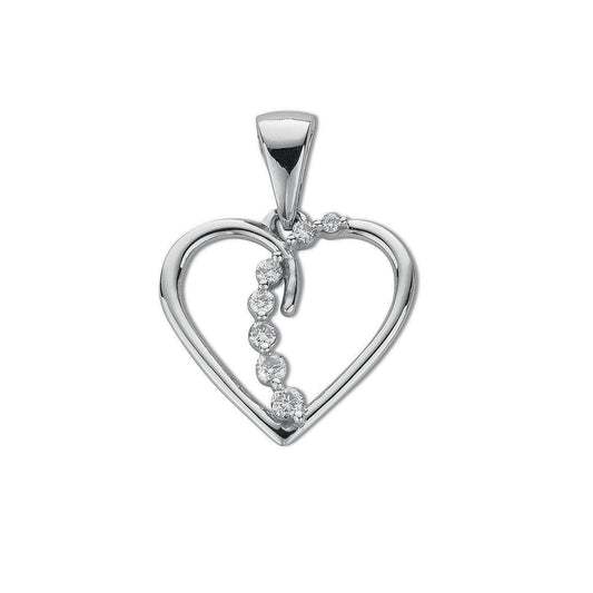 9ct White Gold 0.10ct Diamond Heart Pendant