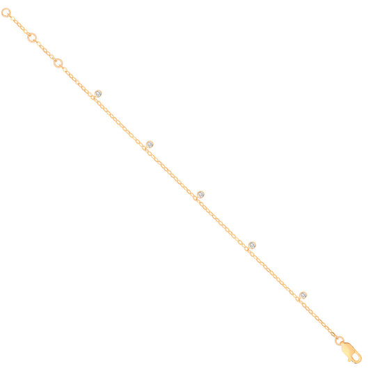 9ct Yellow Gold Rub-Over 0.10ctw Diamond Bracelet