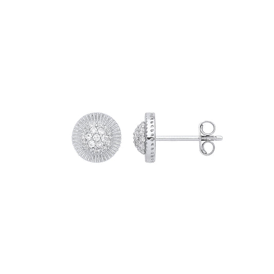 W/G Cz Round 8mm Stud Earrings