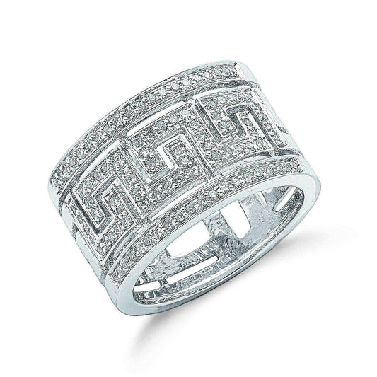 9ct W/G 0.50ct Diamond Greek Key Ring