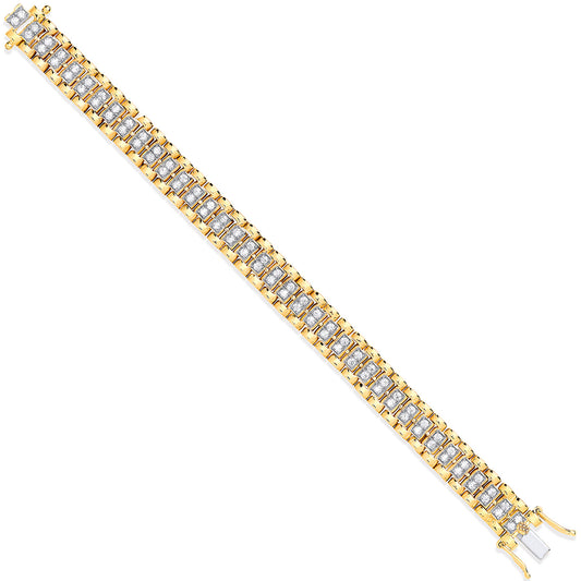 9ct Y/G Fancy Link 0.21ctw Diamonds Child Bracelet