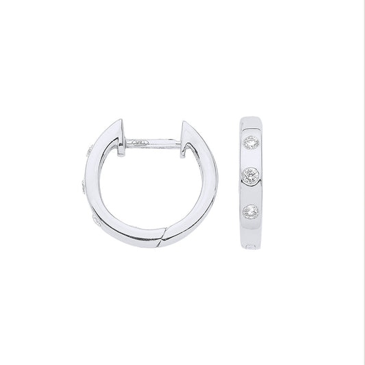 9ct White Gold 0.08ct Rubover Huggies