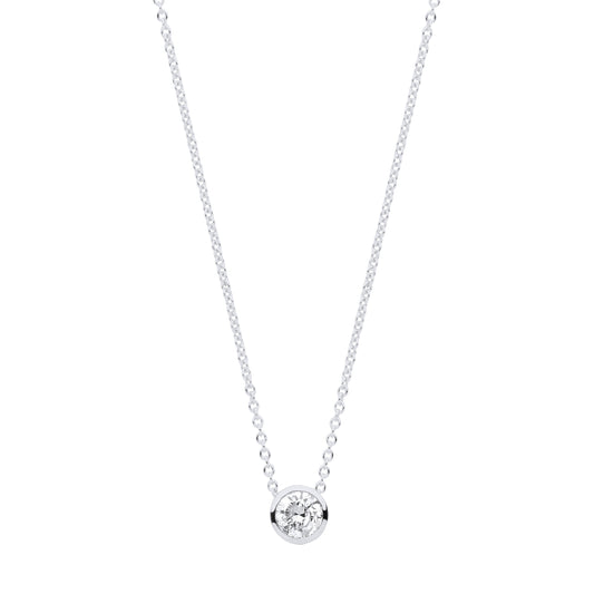 18ct White gold 0.25ctw G-SI Rubover Diamond pendant (18in/45cm) Chain