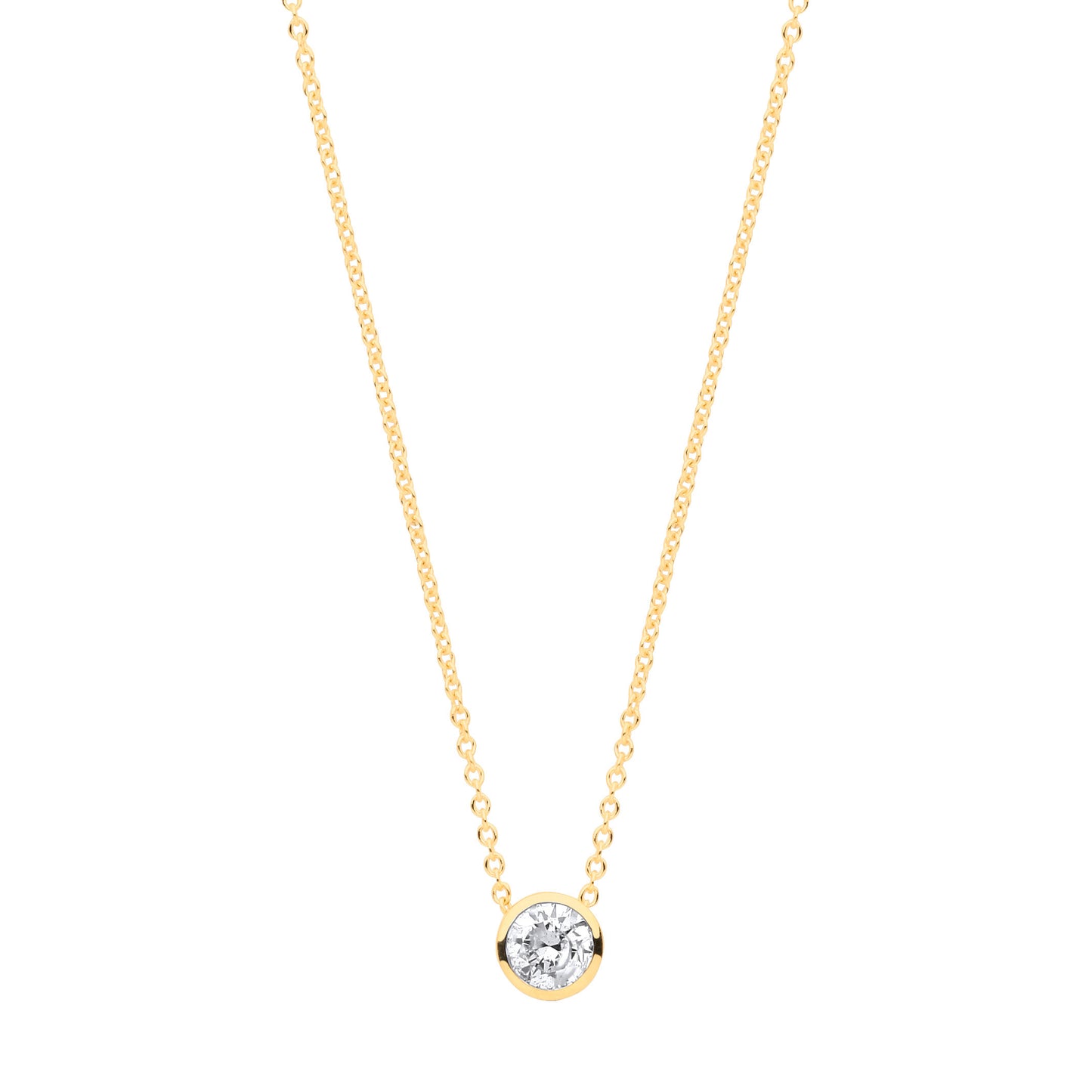 18ct Yellow gold 0.25ctw G-SI Rubover Diamond Pendant (18in/45cm) Chain