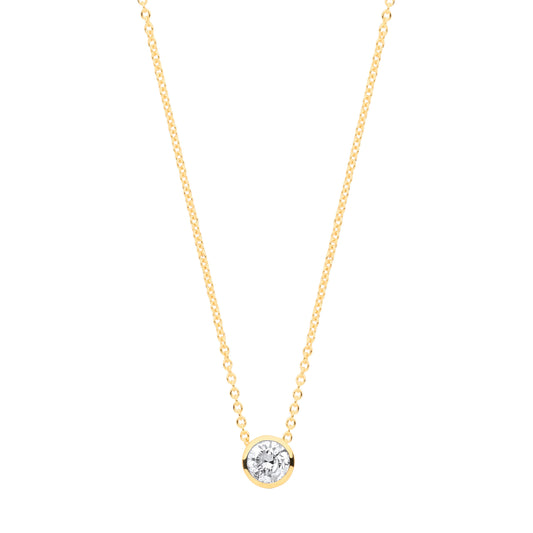 18ct Yellow gold 0.25ctw G-SI Rubover Diamond Pendant (18in/45cm) Chain