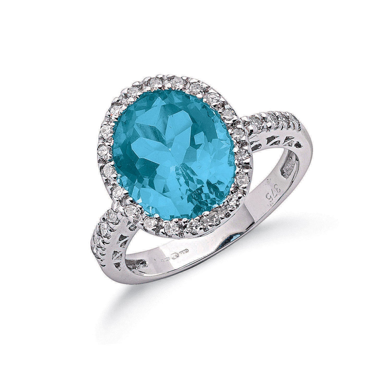 9ct W/G 0.24ct Diamond & 5.18ct Blue Topaz Ring