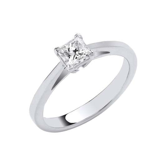 Platinum 0.50ct G/H-Si Princess Cut Diamond Engagement Ring