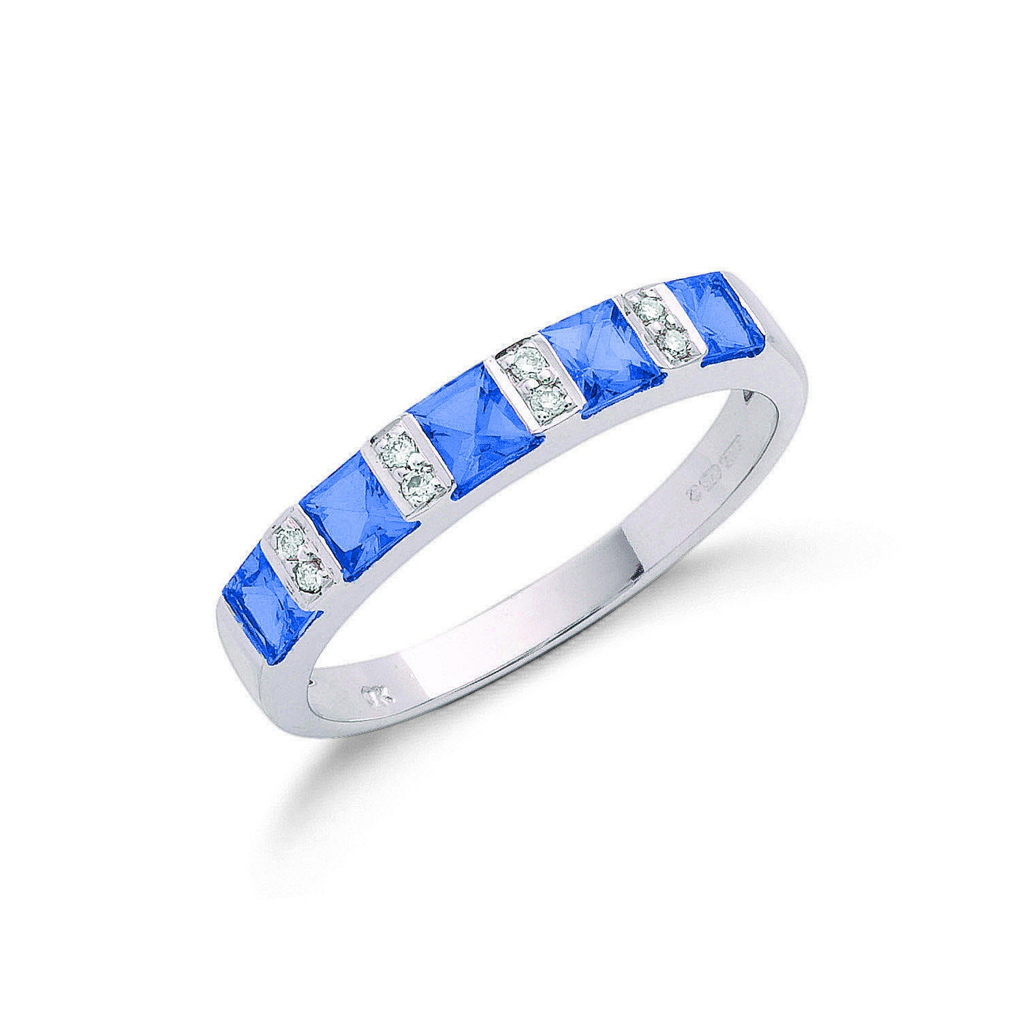9ct W/G 0.03ct Diamond & 0.90ct Tanzanite Eternity Ring
