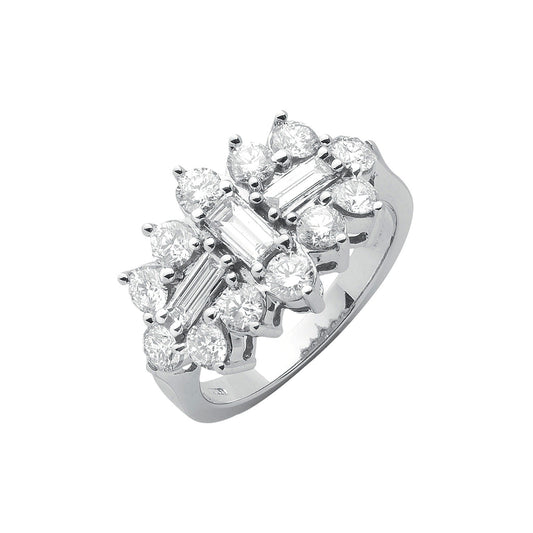 18ct White Gold D.2.00ctw Diamond Boat/Cluster Ring
