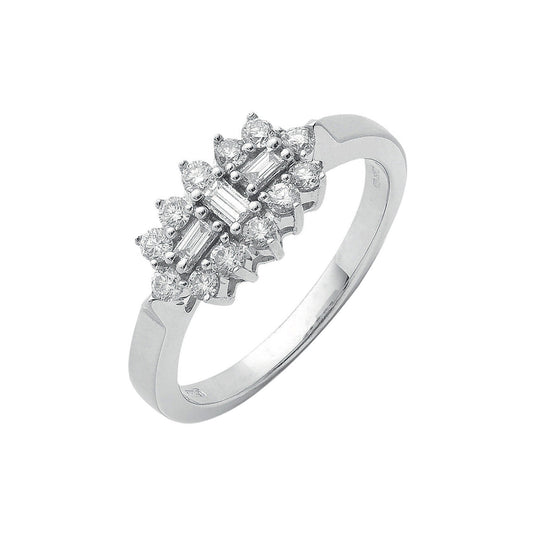 18ct White Gold D.0.50ctw Diamond Boat/Cluster Ring