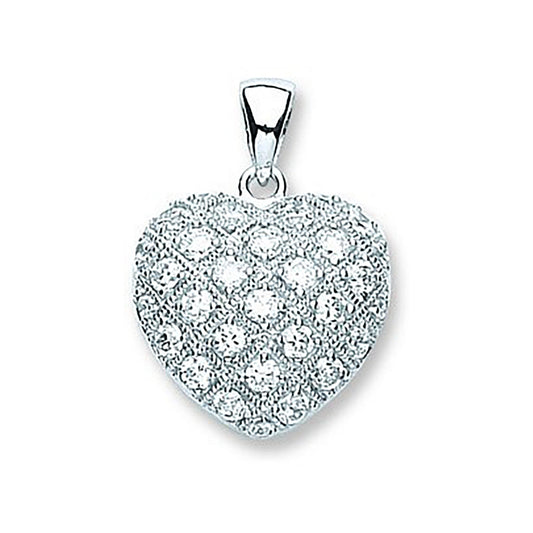 Silver Fancy Cz Heart Pendant