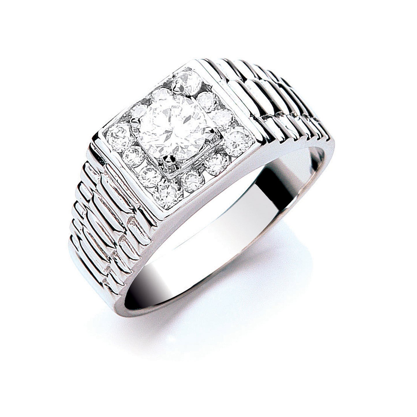 Silver Gents Cz Ring