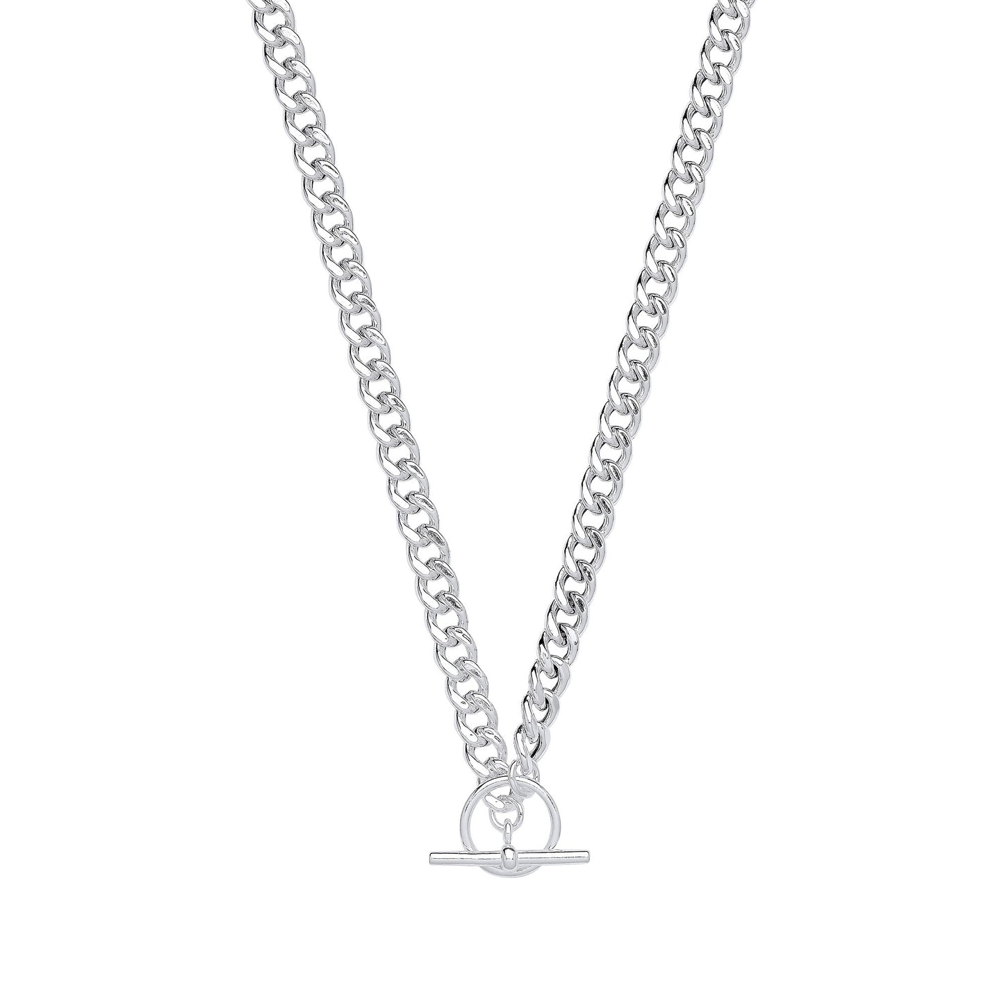 Silver T-Bar Curb Chain Necklace/Bracelet