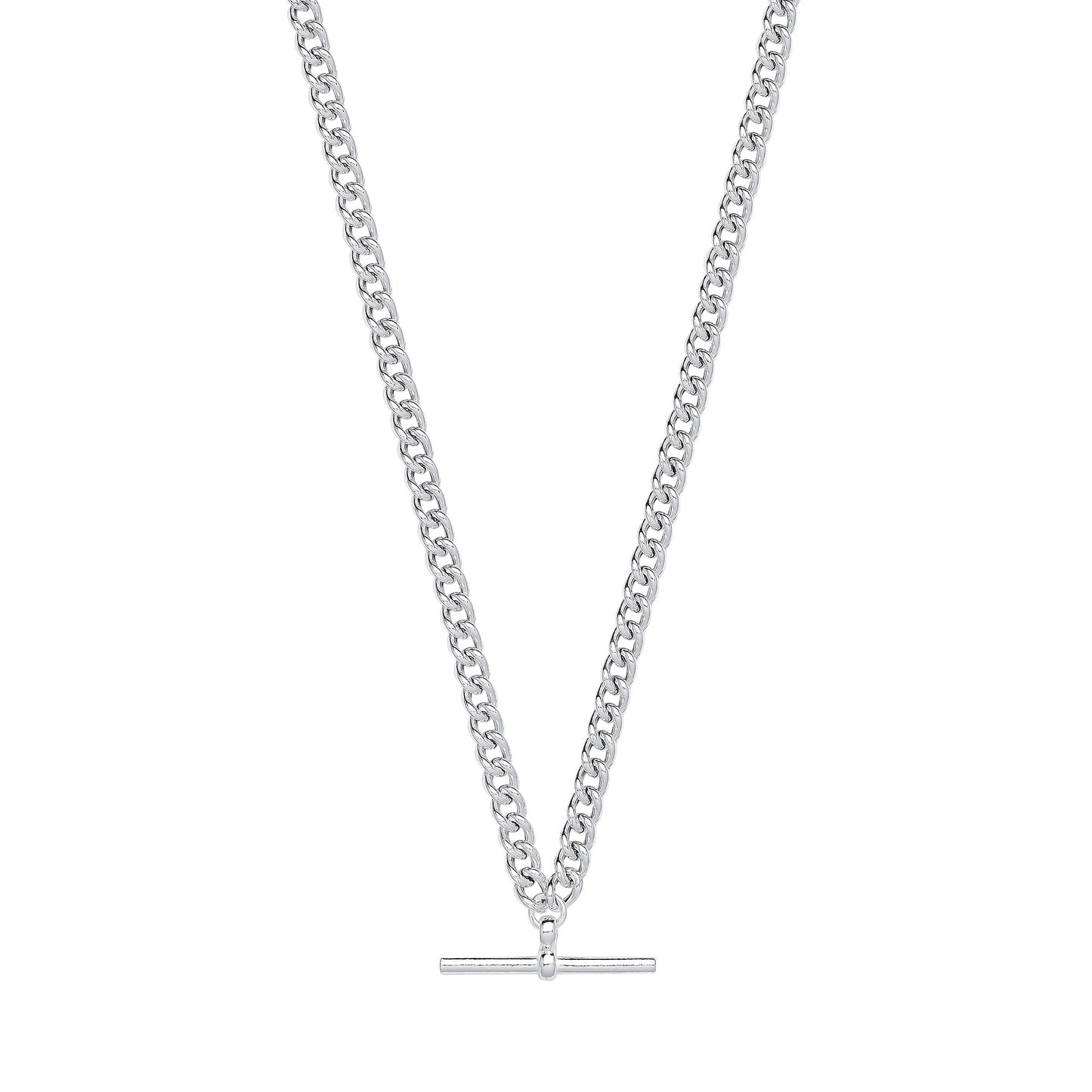Silver T-Bar Pendant Curb Chain Necklace/Bracelet