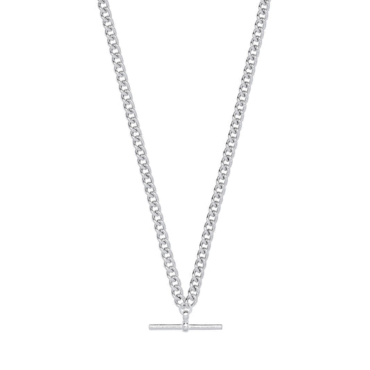 Silver T-Bar Pendant Curb Chain Necklace/Bracelet