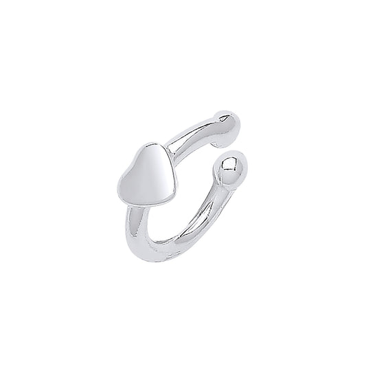 Silver Plain Cuff with Heart