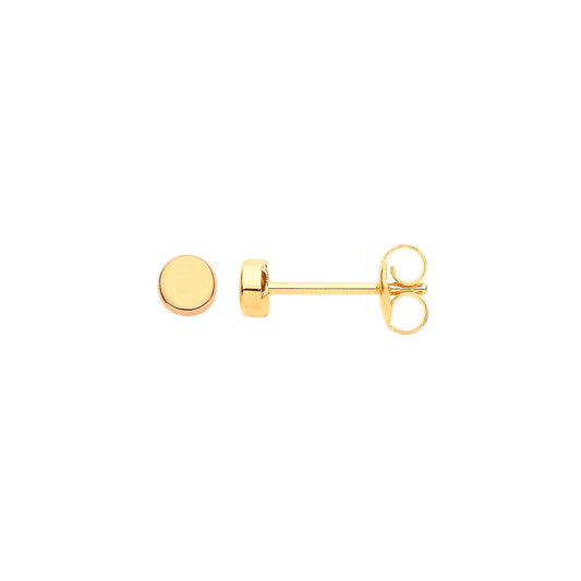 9ct Y/G Plain Round 3.2mm Studs