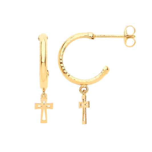 Y/G D/C Hoop Studs with Cross Drop