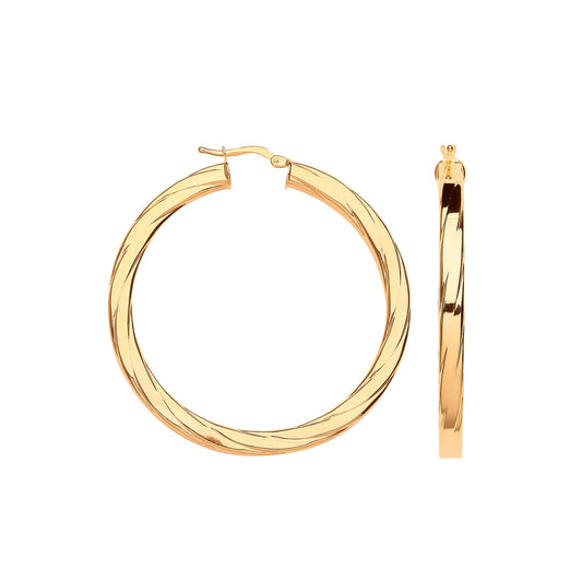 Y/G 48mm Square Tube Ribbed Hoop Earrings