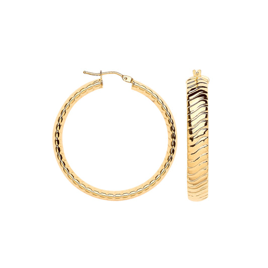 Y/G 36mm Wavy Ribbed Hoop Earrings