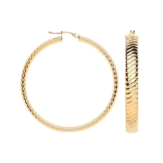 Y/G 46mm Wavy Ribbed Hoop Earrings