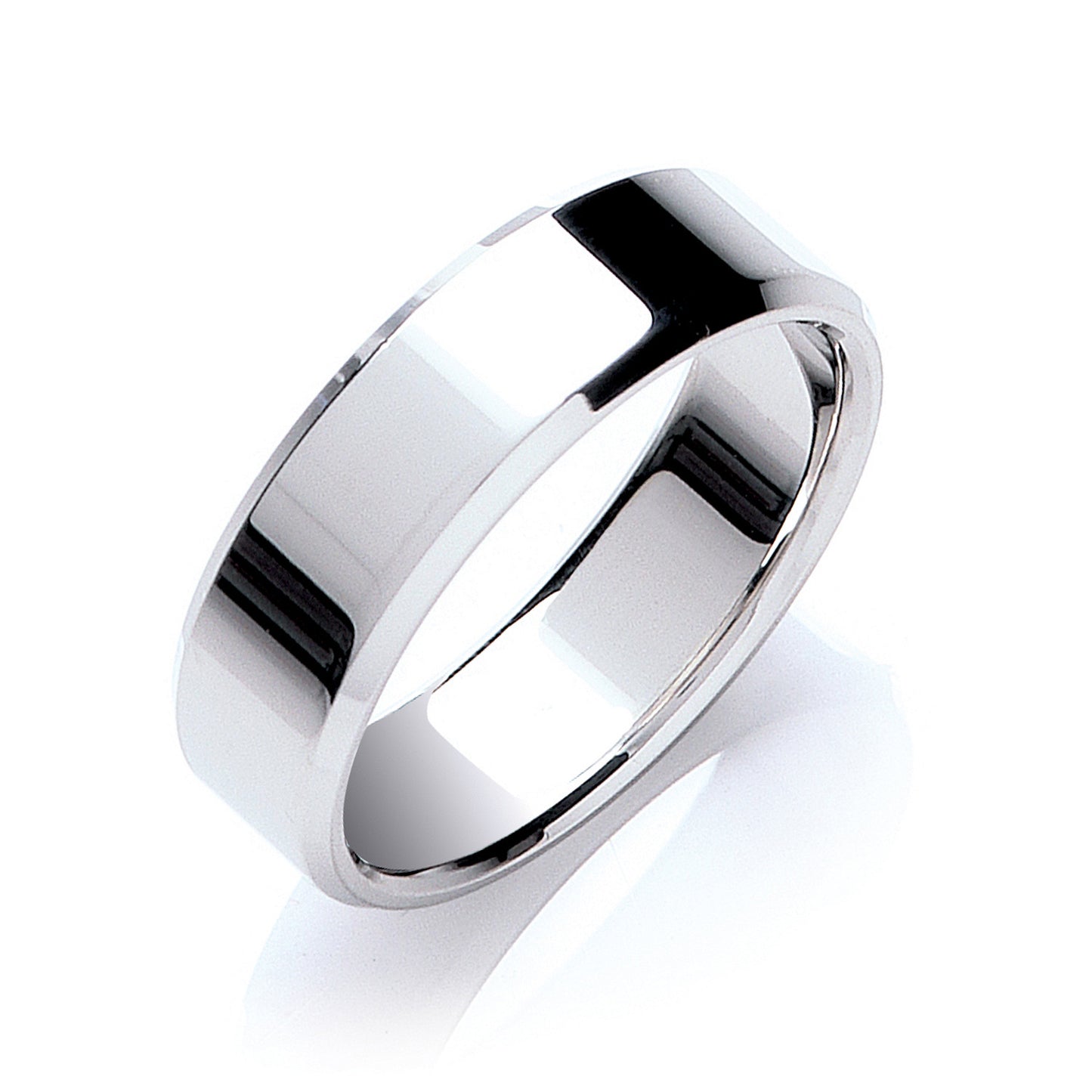 7mm Flat Court Bevelled Edge Wedding Band