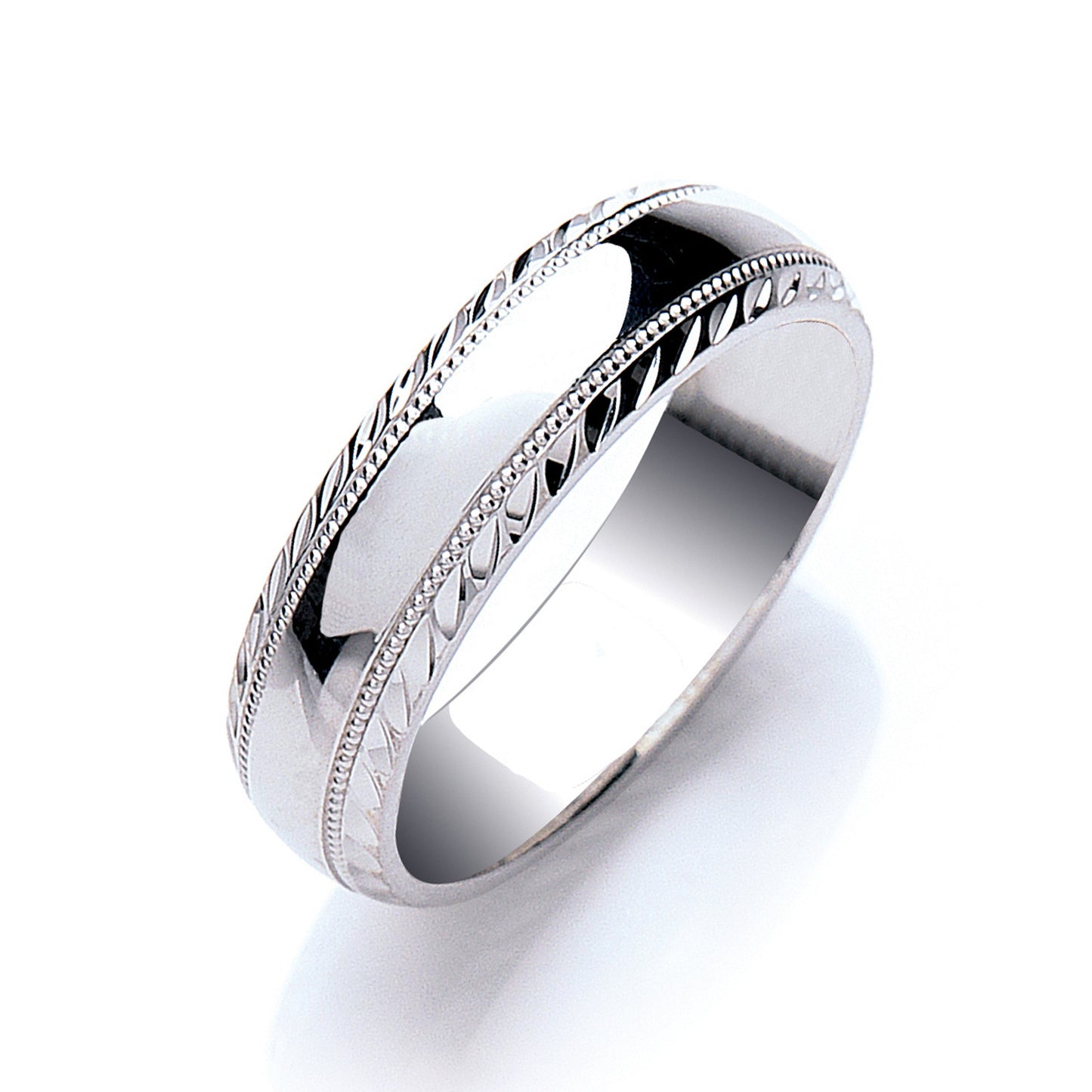 6mm Court Millgrain Edge & D/C Wedding Band