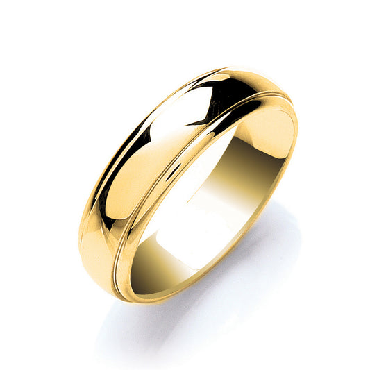 6mm Court Track Edge Wedding Band