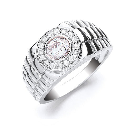 Silver Gents Cz Ring