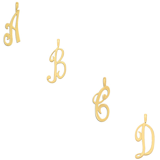 Yellow Gold Script Initial Pendant