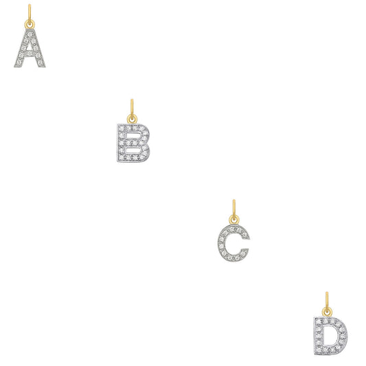 Y/G Small Cz Initial Pendants