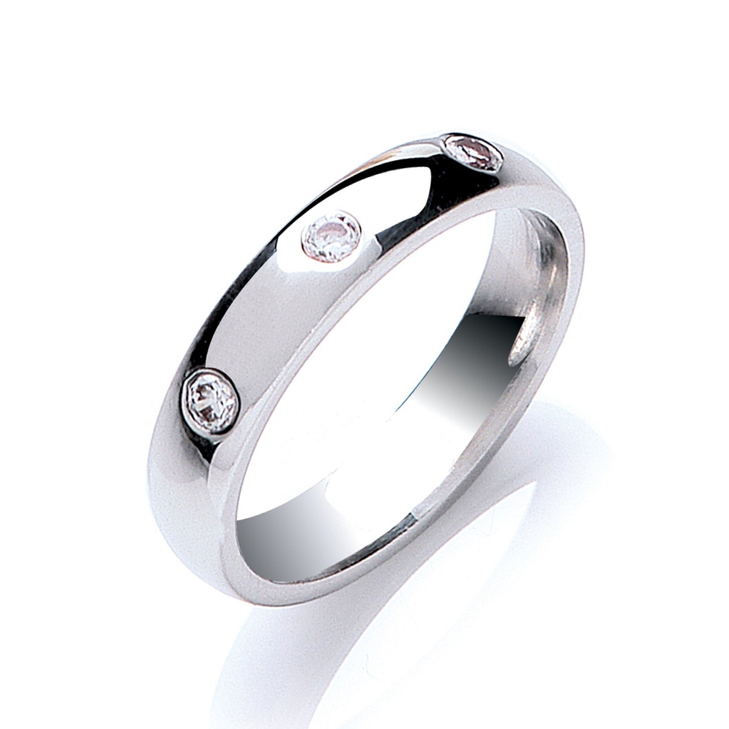 0.12ctw 3st Brilliant Cut Diamond Set 4mm Court Wedding Band