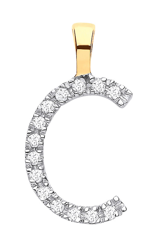 9ct Yellow Gold 0.05ct Diamond C Initial