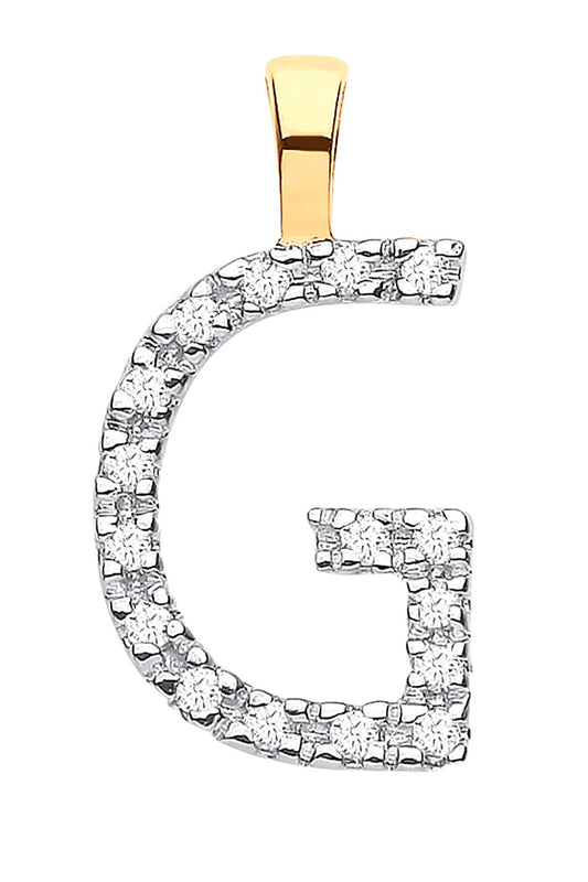 9ct Yellow Gold 0.05ct Diamond G Initial