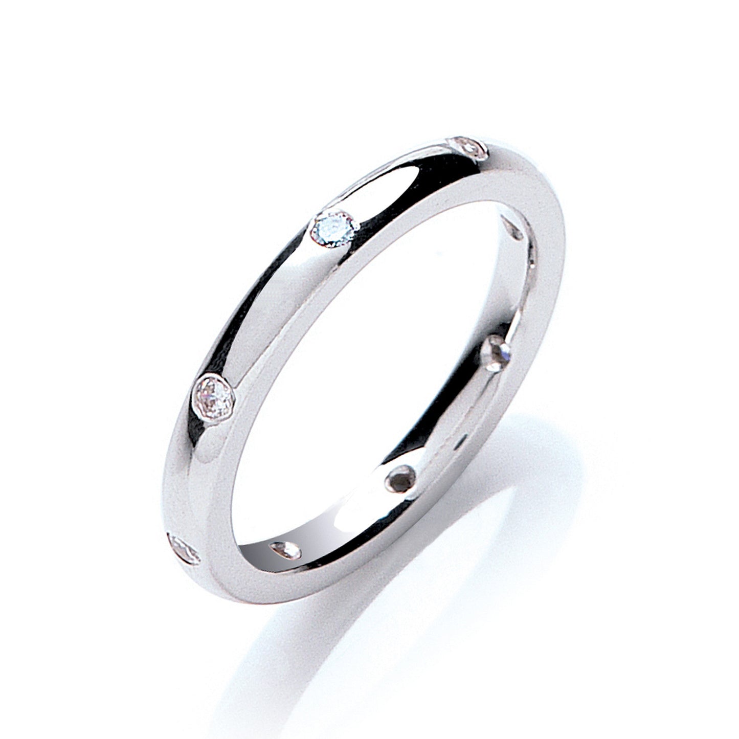 0.13ctw 8st Brilliant Cut Diamond Set 2mm Court Wedding Band