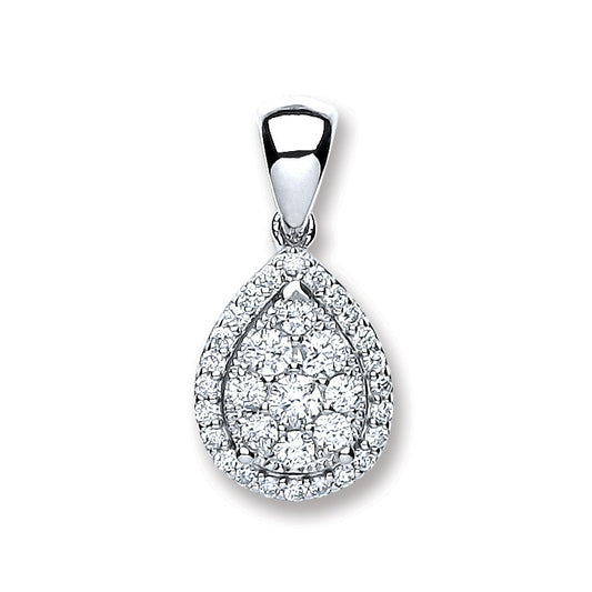 18ct White Gold 0.40ct Diamond Pear Sh Pendant