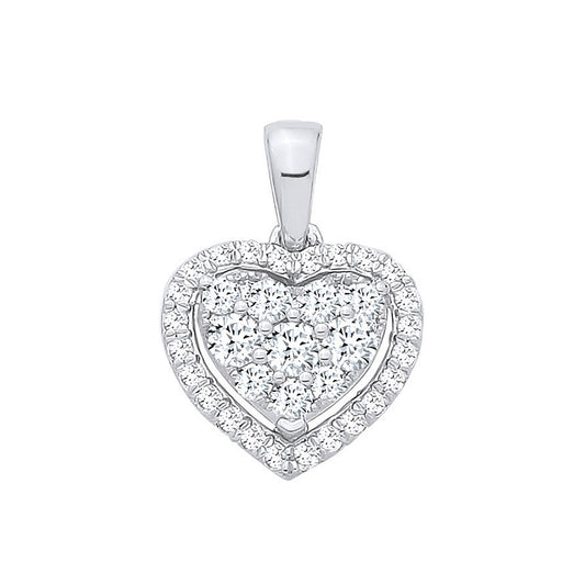 18ct White Gold 0.40ct Diamond Heart Pendant