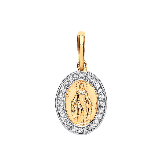 Y/G Miraculous Medallion CZ Pendant