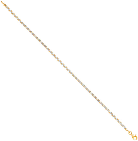 Y/G 2.1mm Round CZ Ladies Tennis Bracelet